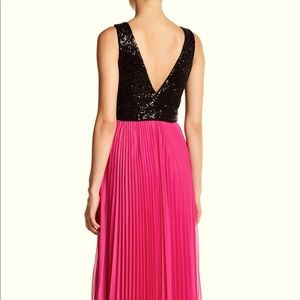 Nicole Miller Sequin Pleated Chiffon Gown